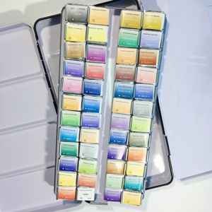 Pastel de neón sólido de bolsillo para niños, juego de pintura de acuarela metálica con pincel, 12/18/24/36 - Product Image 3