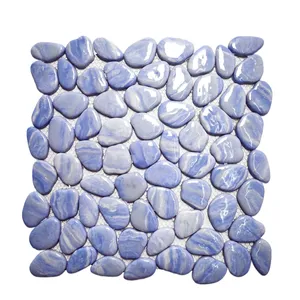 Blue Glass Mosaic Swimming Pool outdoor floor tiles mat pebble stone mosaic tiles