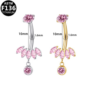 <span class=keywords><strong>Piercing</strong></span> para Ombligo Getta de <span class=keywords><strong>Titanio</strong></span> G23 14G ASTM-F136 Bañado en Oro Joyería Corporal de Moda - Product Image 3