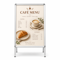 Support d'affichage pliant double face en aluminium A0 A1 A2 pour trottoir, type A-frame, ouverture rapide, usine OEM/ODM