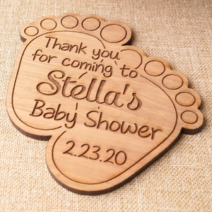Recuerdos de Huellas de Bebé Hechos a Mano en Madera Resistente, Grabados con Láser, Nombres y Fechas <span class=keywords><strong>Personalizados</strong></span>; Recuerdos de Bautizo Conmemorativos - Product Image 5