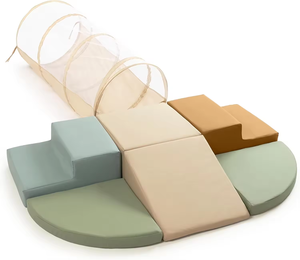 Equipo de Juegos para Interiores, Divertido Set de Juego para Escalar, Túnel para Gatear y Bloques de Escalada de Cuero PU para Niños Pequeños de 1 a 3 Años - Product Image 1