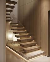 Escalier flottant en bois d'intérieur CBMmart, escalier droit en acier
