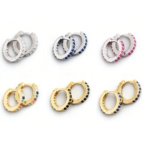 Pendientes de Aro Huggie de Plata de Ley 925 con Arcoíris para Mujer, Venta al por Mayor de Fábrica, Joyería Chapada en Oro de 18K en Stock