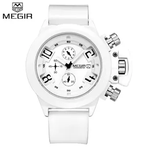 <span class=keywords><strong>MEGIR</strong></span> <span class=keywords><strong>2002</strong></span> G Montre-bracelet à quartz de sport pour homme, grand boîtier noir et blanc, bracelet en cuir, style mode, Relojes - Product Image 3