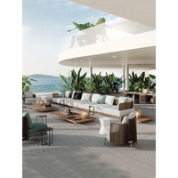 Ensemble de canapés en rotin de style nordique pour l'extérieur avec table basse de jardin pour cour ouverte, modèle 68468, mobilier de villa