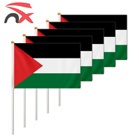Vente en gros chaude polyester 14*21cm drapeau national de la Palestine drapeau de main palestinien tenu dans la main pour la promotion