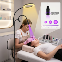 Lampe UV pour cils avec anneau lumineux 2-en-1, lampe de sol pour séchage des cils, faisceau UV réglable et tête remplaçable