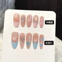 Faux ongles à presser peints à la main, couvrance totale, design personnalisé disponible
