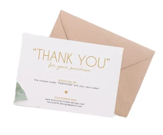 Offset Printing Business Thank You Cards Art Custom Size Double Side CMYK Paper & Paperboard