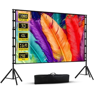 <span class=keywords><strong>Pantalla</strong></span> de Proyección para <span class=keywords><strong>Proyector</strong></span> con Trípode, <span class=keywords><strong>Pantalla</strong></span> de Proyección Plegable Rápida de 120 Pulgadas y 150 HD para Cine en Casa y Jardín - Product Image 1
