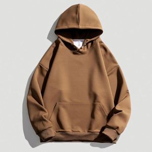 H5401 Wholesales Custom No String Button 400 GSM Polyester Hoodies <b>Drop</b> Shoulder Oversized Men's Hoodies - Product Image 5