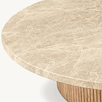Rhoohill-Table basse ronde de haute qualité en chêne blanc avec marbre naturel, style américain personnalisé