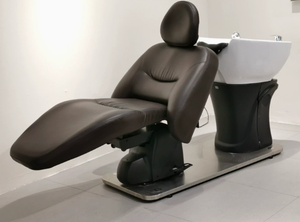 Sillón de peluquería eléctrico de alta gama con función de masaje, giratorio, semireclinable, diseñado para salones. - Product Image 4