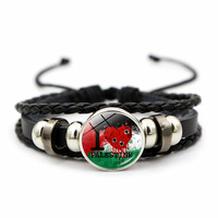 Bracelet en cuir tressé drapeau palestinien Bestone, vente en gros, bracelet Free Palestine