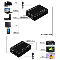 Extensor HDMI Justlink de 60 m (196 pies) sobre un Solo Cable UTP CAT5e/6 LAN RJ45, Compatible con 1080P 3D con Transmisor y Receptor, Salida de Bucle HDMI