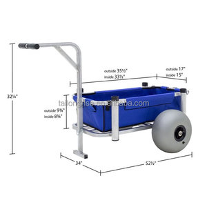 عربة ترولي شاطئية بعجلات منطاد للصيد من الألومنيوم للخدمة الشاقة مع عجلات منطاد 12 بوصة