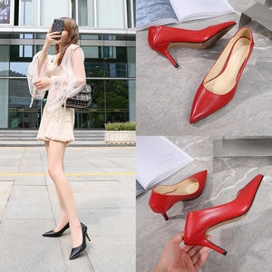 Escarpins à enfiler quotidiens à talons hauts de 7 CM pour femmes, chaussures de bureau en cuir de grande taille pour dames, vente en gros - Product Image 6