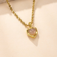 Luxe Simple bricolage acier inoxydable coeur pierre naturelle collier or et rhodium plaqué accessoires de bijoux de mode