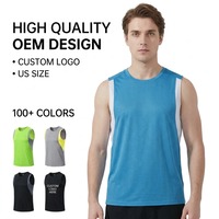 Débardeur de sport pour homme à col ras du cou, sans manches, avec bordure noire, pour la course, l'entraînement et les loisirs, personnalisable