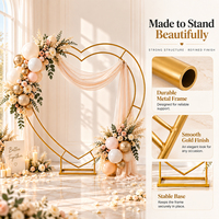 Arche en métal double cœur de 2 mètres pour mariage, demande en mariage et décoration de fiançailles, support de toile de fond doré pour ballons et fleurs
