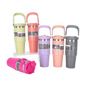 Wholesale 30Oz <b>Large</b> Capacity Stainless Steel Car Ice Bucket Giant Vacuum Thermos Travel Car Tumbler <b>Cup</b> Mug With Handle Straw - Product Image 1