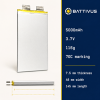Cellule de batterie LiPo à décharge élevée 3.7V 1800mAh 35C et 5000mAh 70C, vente en gros, pour modèles de voitures RC, cellule nue en sachet, OEM