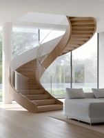 Escalier incurvé circulaire moderne sur mesure conçu à l'intérieur de la maison de l'usine Forestar pour Villa Appartement Hôtel