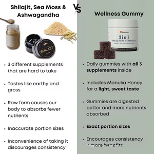 Gommose di Miele di Manuka Biologico e Shilajit 3 in 1 con Muschio Marino e Ashwagandha, Integratore per il Benessere Testato in Laboratorio di Terze Parti - Product Image 5