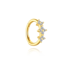 Pendiente de Aro Minimalista de Plata de Ley 925 con Circonita, Diseño de Estrella de Tres Puntas, Ocho Puntas, Flor de Cuatro Pétalos, para Cartílago - Product Image 1