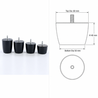 Pieds de meubles en plastique noir pour canapé, table, armoire, pieds en plastique réglables en hauteur, support robuste, accessoires de meubles