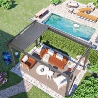 Pergola en aluminium pour piscine, pergola à toit rétractable imperméable pour l'ombrage de la zone de piscine extérieure