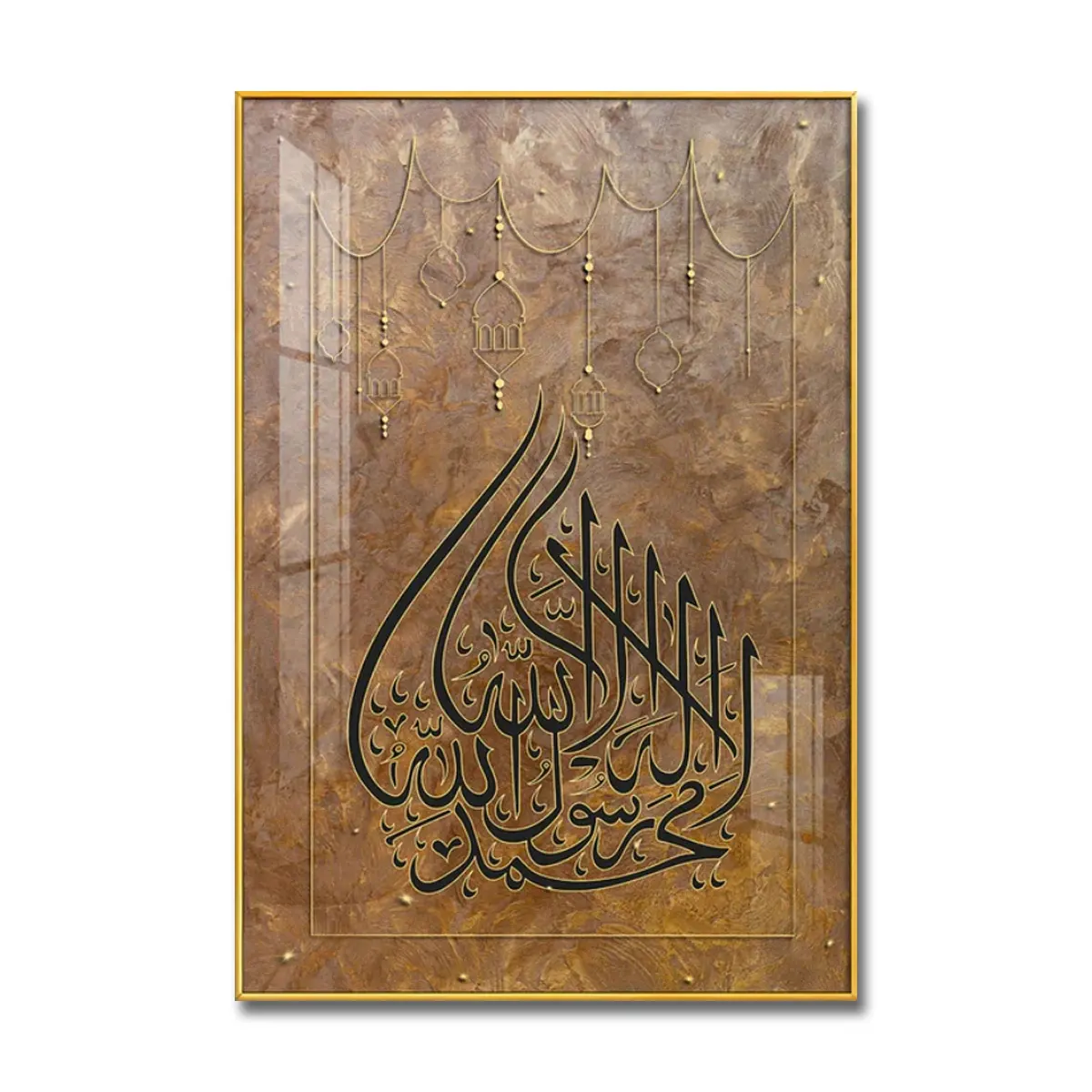 Decoração de parede islâmica de cristal porcelana placa de impressão parede pendurado pintura de porcelana de cristal decorativa arte islâmica