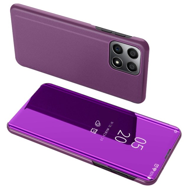 For Honor X8 X30i Drop Resistant Foldable Stand Design PU Leather Cover Case View Window Electroplate Mirror Phone Shell