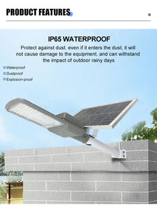 100W 200W 300W 400W LED Farola solar 6000K IP65 Aleación de aluminio Garantía de 3 años Sensor exterior Control de tiempo remoto - Product Image 6