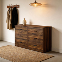 Grande commode de rangement moderne avec tiroirs à poignée dorée, montage facile, convertible 6/7/8/9 tiroirs, pour salon, en PB
