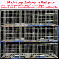 Nouvelle cage commerciale pour l'élevage de lapins, 3 niveaux, 9 cellules, en treillis soudé, type H, longue durée de vie
