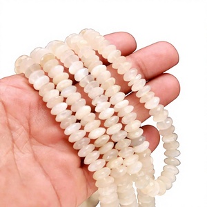 Perles Rondelles en Pierre de Lune Blanche AAA, Taille Allemande, 8mm à 10mm, Perles de Pierres Précieuses Naturelles, Fils de 16 Pouces, Vente en Gros pour la Fabrication de Bijoux - Product Image 3
