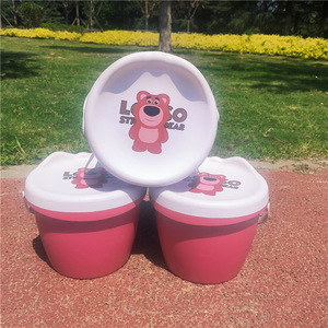 Lolo Bear Plastic <b>Bucket</b> <b>With</b> <b>Lid</b> 24x20cm For Kids Storage And Bath Use - Product Image 1