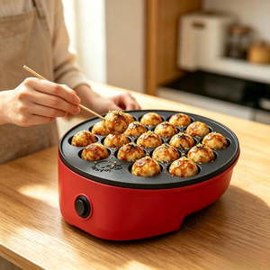 Machine à takoyaki électrique portable de table, antiadhésive, avec protection contre <span class=keywords><strong>la</strong></span> surchauffe, 18 trous, chauffage rapide, surface froide au toucher, pour usage domestique - Product Image 6