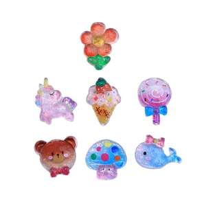 Haute transparence visage lumineux <span class=keywords><strong>licorne</strong></span> série dessin animé bricolage bibelots crème colle accessoires épingle à cheveux <span class=keywords><strong>Crocs</strong></span> boucle résine - Product Image 1