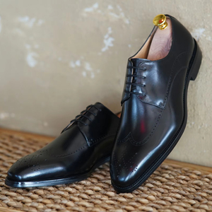 Scarpe da uomo in pelle fatte a mano personalizzate da uomo scarpe da Derby Brogue intagliato - Product Image 6