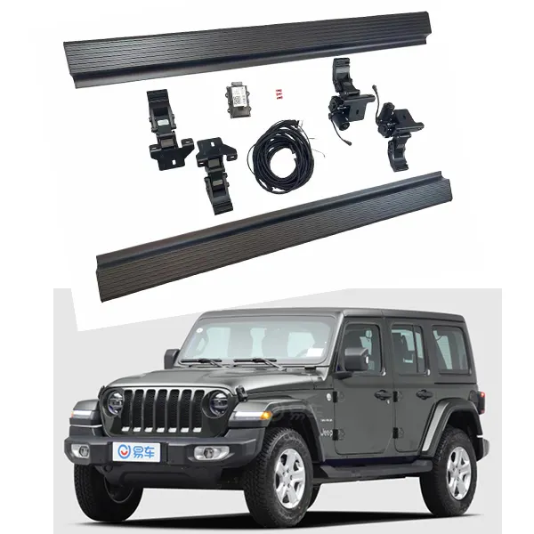 JEEP Wrangler 4 Portes SAHARA Nouveau Modèle Électrique Marchepieds Latéraux Marchepied Carton Emballage En Alliage D'aluminium Auto Voiture Étape 2 Ensembles