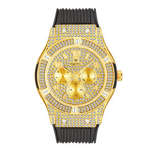 นาฬิกาฮิปฮอปส่องแสงเป็นประกายวิบวับสำหรับผู้ชาย,นาฬิกาแบรนด์ชั้นนำหรูหราไอเย็นใส่แล้วดูเพชรสีทองกันน้ำนาฬิกาควอตซ์สำหรับผู้ชาย - Product Image 4