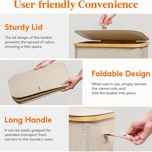 Oxford Cloth Laundry <b>Basket</b> With Lid 72cm <b>Foldable</b> Rectangle Storage Bin For Bathroom Clothes Organizer - Product Image 4