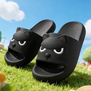Pantoufles mignonnes en forme de chiot en colère, sandales EVA à semelle épaisse, séchage rapide, bout rond, pour la maison et l'extérieur, talon de 3 cm, origine Fuzhou - Product Image 1