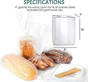 Bolsa retráctil de plástico PE transparente, reciclable y reutilizable, con asa de mano y grabado en relieve, para almacenamiento de pan, para panaderos caseros y propietarios de panaderías - Product Image 6