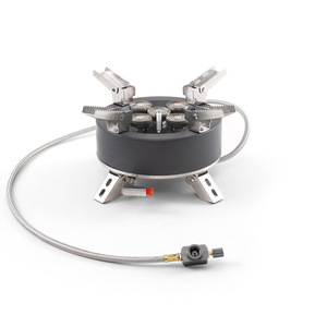 Réchaud à gaz portable pliable à cinq brûleurs pour le camping, la cuisson, l'ébullition de l'eau, la préparation de plats chauds, couleur bronze. - Product Image 1