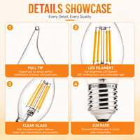 Prêt à expédier – Ampoule LED décorative E26 à flamme vacillante, 4,5W, 450LM, blanc chaud doux 2700K, dimmable, pour lustre – Accepte OEM ODM