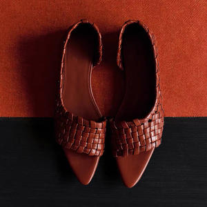 Sandali da Donna in Vera Pelle di Pecora Intrecciata Leggera e Traspirante Stile <span class=keywords><strong>Antica</strong></span> Grecia con Punta Aperta e Slip-On - Product Image 2